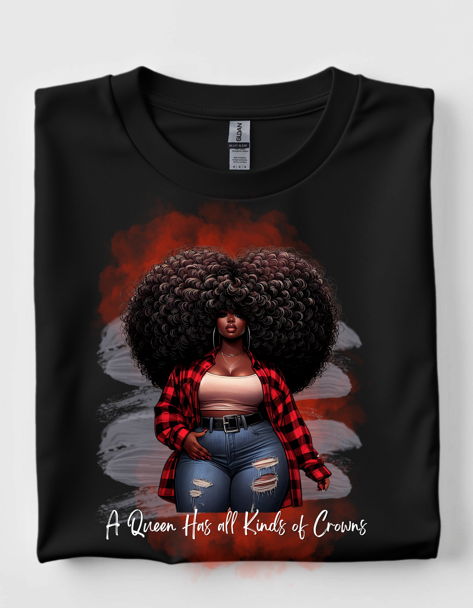 A Queen's Crown Tee red checker